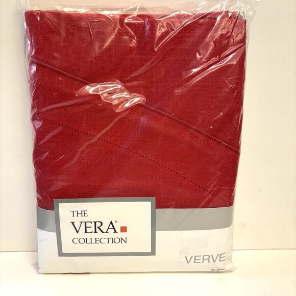 New Vintage ‘86 VERVE The Vera Collection Tablecloth Red 88” Round Made In USA - Picture 1 of 5